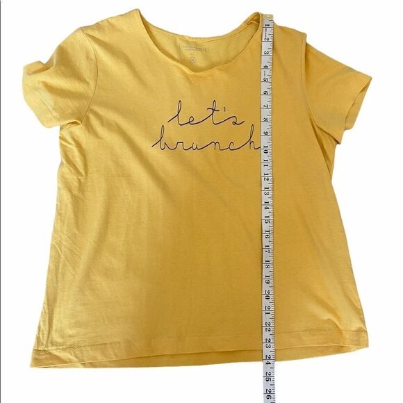 “Let’s Brunch” Yellow Cotton Graphic Tee Shirt L - Picture 5 of 7